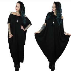 Discontinued Foxblood The Raven Dress with pockets Goth Brunch Off the shoulder